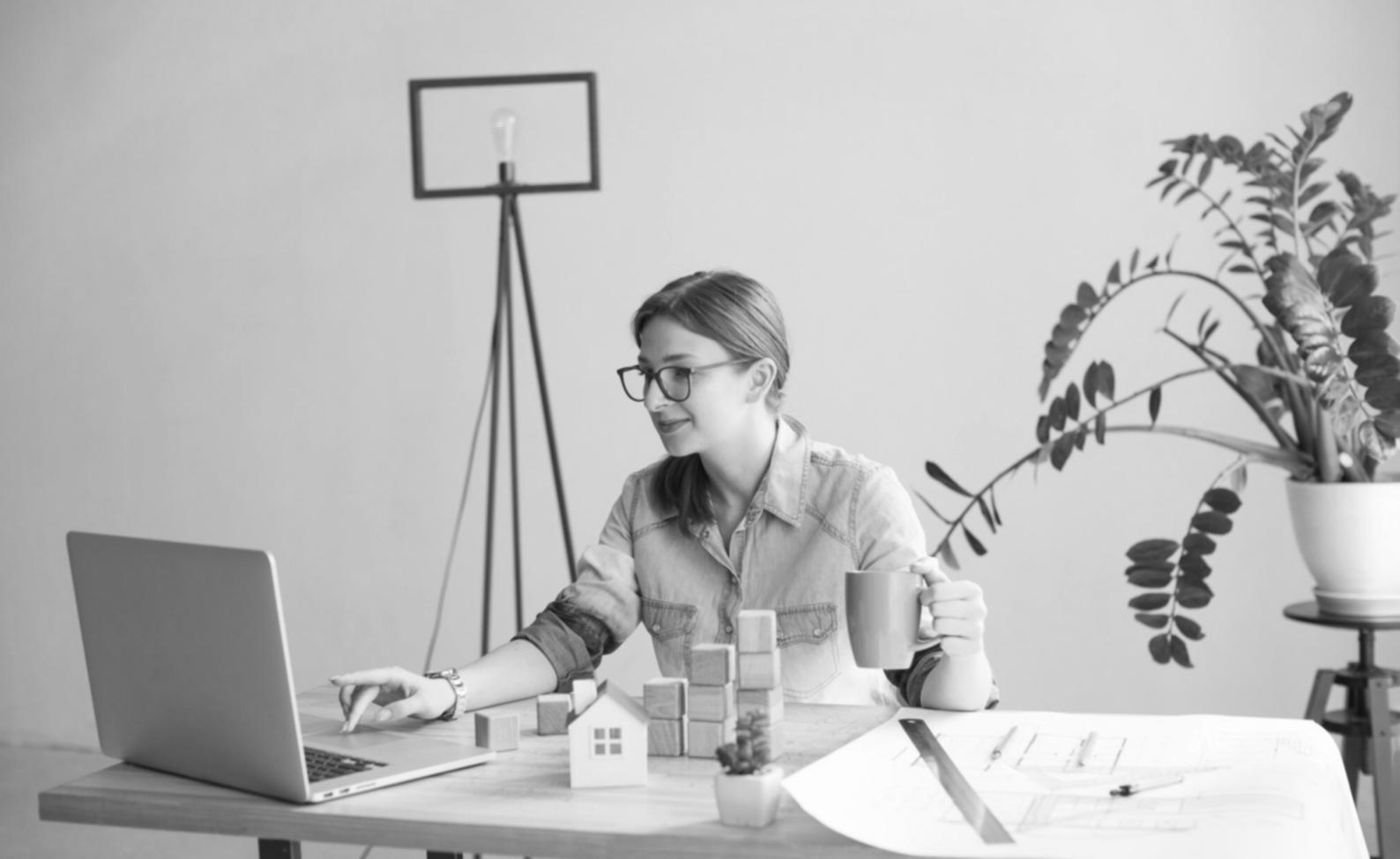 Financial planning workspace with documents and calculator